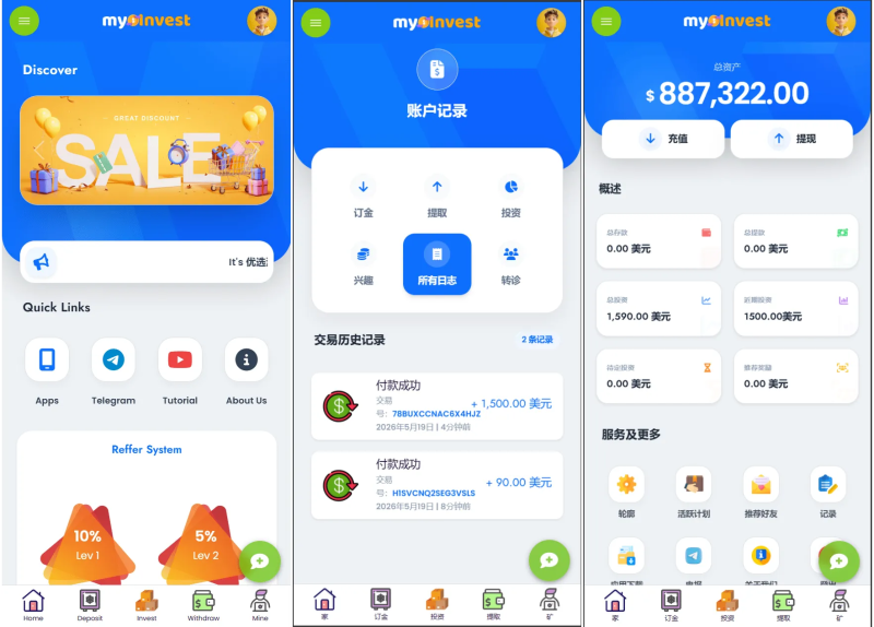 多语言自定义产品系统/企鹅养殖投资返利/一键安装-狗窝源码站